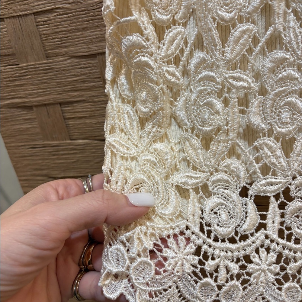 90s Vintage 100% Cotton Elegant Cream Lace Crop Top Size M/L EUC paper tag - Picture 3 of 9